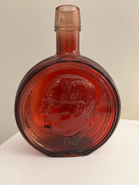 Wheaton Red Pressed Embossed Glass Accent decanter Truman presidential series